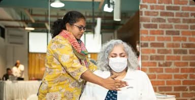 Healing hands with energy light